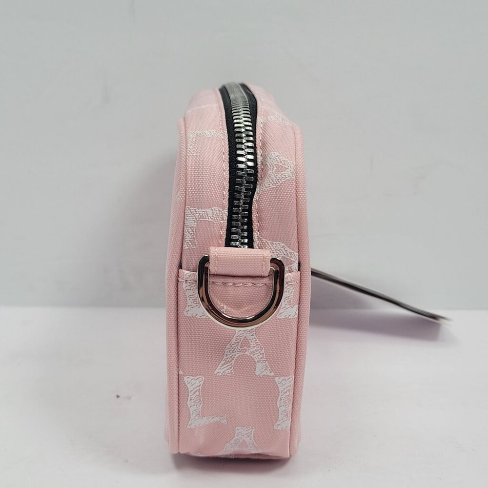MLB LA Dodgers Pink Monogram Crossbody Bag With Zipper and Shoulder Strap - Picture 3 of 10